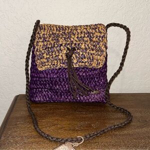 New, Sun ‘N Sand Straw Shoulder Crossbody Purse Bag